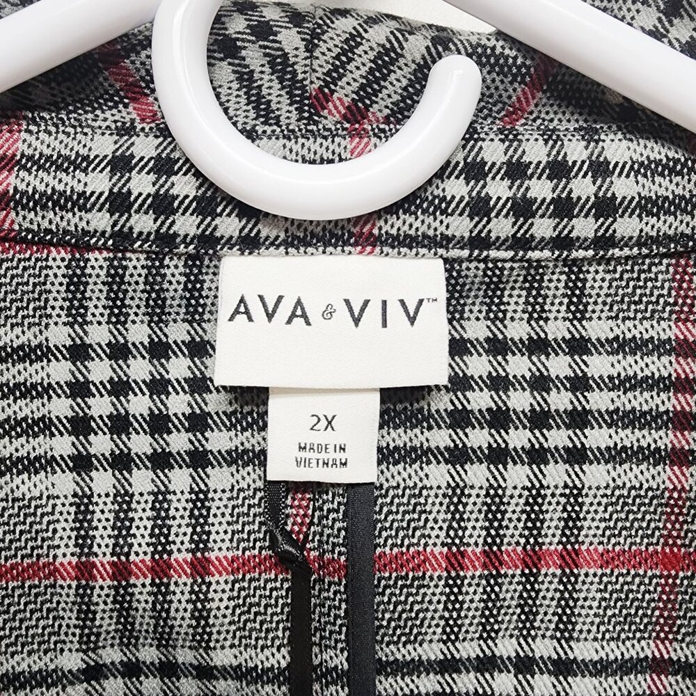Ava & Viv Women's Checkered Blazer - Black and Red - Picture 2 of 6